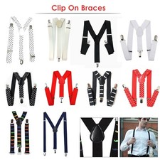 Unisex Adjustable Braces Suspender Trouser Y Clip On Fancy Dress Mens