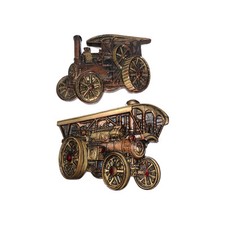 VTG 2xThe Burrell Patent England Showmans Steam Wagons Plaster Cast Wall Hangins