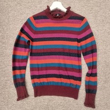 Joules Womens Gabrielle Jumper Metallic Stripe Bee Buttons Collar Tunic UK 6