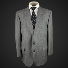 Mabro Men’s Jacket Blazer 46R Wool Prince Of Wales Glenplaid Check Grey Italian 