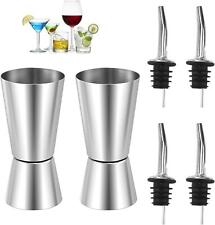 2 Pcs Spirit Measure with 4Pcs Bottle Pourers for Spirits, Shot Measures for for