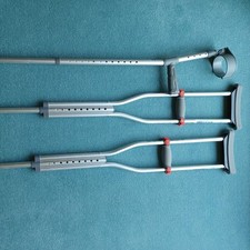 Pair of Coopers Red dot axillary  Adjustable small + Days Small Adult Crutches.