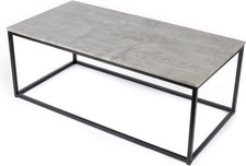 LIVIVO Concrete Effect Coffee Table – Grey Metal Frame, Indoor/Outdoor Use