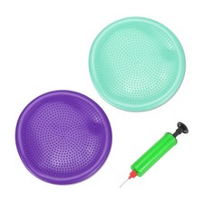 2 Pcs Inflated Wobble Cushion Seat with Hand Pump 13.2" Purple/Light Blue
