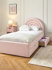 Rainbow Single Bed Frame Pink with 2 Drawers | Children's Storage Bed