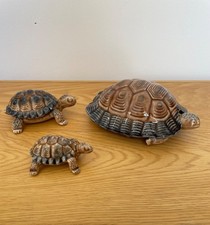 Vintage Wade Porcelain Tortoise Set x 3 Large 6” medium 4” small 3” Trinket Box