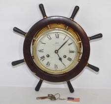 Vintage 60's Schatz Royal Mariner 8 Day Ships Wheel Clock Runs & Chime w/Key