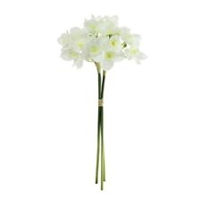 Faux Silk Artificial Narcissus Mini Daffodil Flower Bunch 55cm/21 Inches White