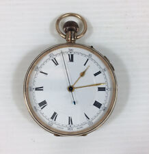 Antique 9ct Yellow Gold Chronograph Open Face Pocket Watch Stop Start Working 