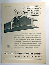 1947 Aircraft Advert BOC BRITISH OXYGEN SAWING STEEL GIRDERS CUTTING MACHINE