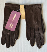 Vintage Grandoe Ladies' Women's Brown Leather Gloves 8" Long Size 6.5