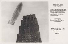 AIRSHIP R100 CANADIAN BANK OF COMMERCE BUILDING TORONTO REAL PHOTO POSTCARD RPPC
