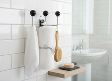 Wall Mounted Hook Hanger with 3 Ceramic Rotating Hooks, Black-CR50BK