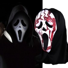 Adult Kids Scream Ghost Face Cosplay Halloween Fancy Realistic Man Blood Mask UK