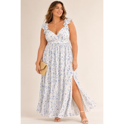 Azazie nalin blue white ditsy - azazie,