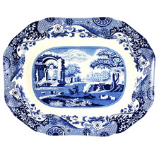 Spode Italian Very Large Serving Platter Rectangular 16" Vintage Blue & White