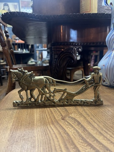 Brass antique horse plough - antique,