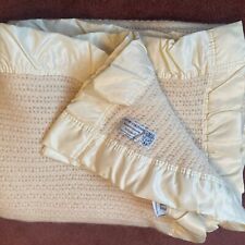 John Atkinson 100% wool cellular blanket satin edge-200x160cm Cream VGC Atkincel