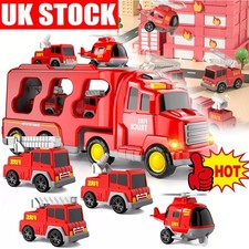 Fire Trucks Toys Transport Vehicle Toy Carrier Truck Toy Car Toy w/Light Sound