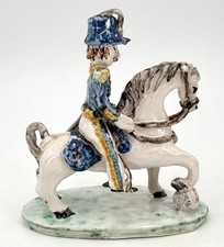 Vintage 1950's STUDIO POTTERY SCULPTURE Soldier On Horseback Signed McD 1953