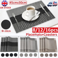 4/6/8 Set Placemats & Coasters Non-Slip Washable Dining PVC Table Place Mats