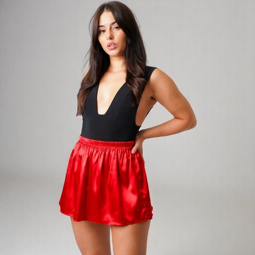 Red satin micro mini - satin,