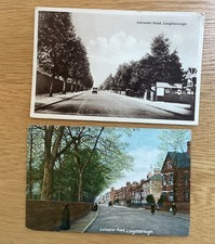 Two Old Postcards Of Leicester Road Loughborough