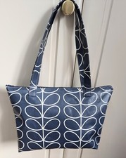 Orla Kiely Linear Stem Deep Whale Blue Handmade Fabric tote/handbag