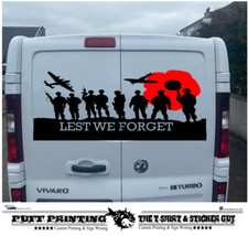 Lest We Forget LARGE Car Van Window Vinyl Decals Stickers Poppy Camper Caravan