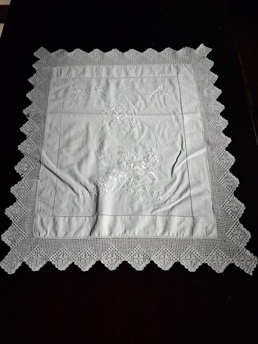 Vintage white lace edged - , table