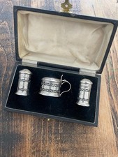 SOLID SILVER CRUET CONDIMENT SET Birmingham 1932