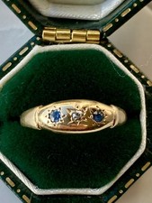 Antique Edwardian 18ct Diamond And Sapphire Gypsy Ring
