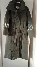 Padded Longline Coat, Detachable Hood, Dark Khaki, Water Repellant, 16/18 New