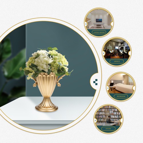 Golden iron vase for - golden,