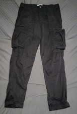 Zara Man Men’s Cargo Combat Trousers Black Large 32” Cuffed cotton