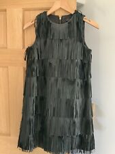 RARE ZARA BLACK LEATHER FRINGE TASSEL DRESS SIZE M FESTIVALS CLUBBING