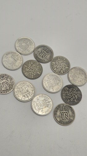 12x six pence silver coins - 12x,