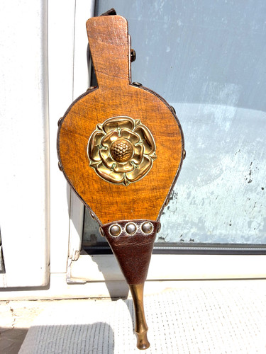Vintage wood brass leather - wood, &