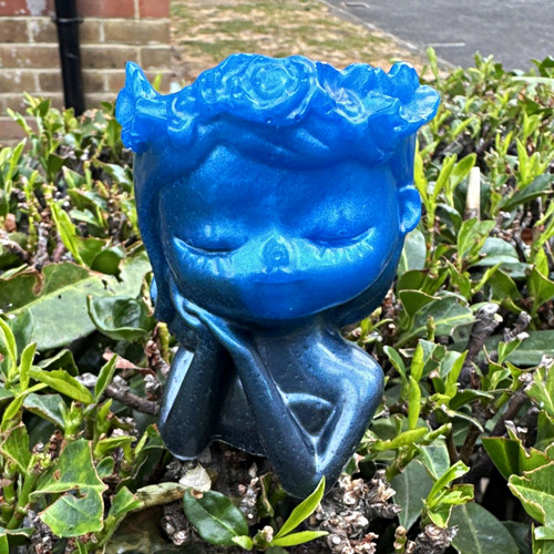 Blue ceramic angel tea light - ceramic,