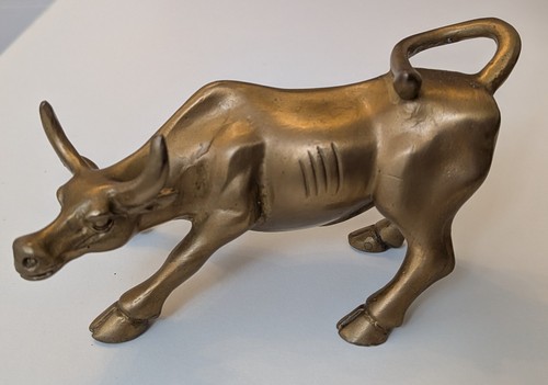 Brass bull statue - brass,