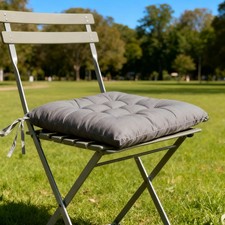 Set of 4/6 Dining Chair Seat Pads Square Thick Booster Cushion Plain with Strap