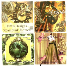 Jem's Designs - 4 CD ROMS - Steampunk  / Enigma /  Dragons Realm /  Stepping Out