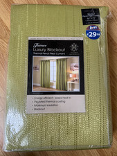 Florence Spot Jacquard Thermal Blackout Curtains Green Pencil Pleat 66 x 72" BN