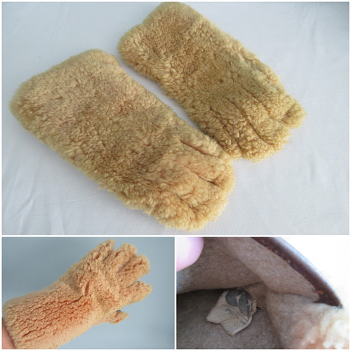 Vintage fur gloves gauntlet - vintage,