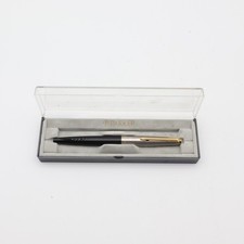 Parker Black Fountain Pen Stainless Cap Gold Trim Hooded Nib w/ Case – No Ink
