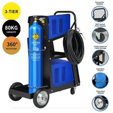 Welding Cart 3 Tier Trolley Chains Plasma Cutter Mig Arc Tig Welder 80kg Storage