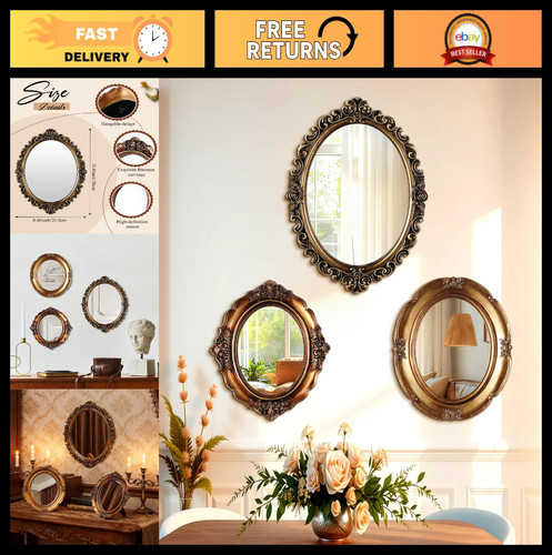 Vintage gold mirror set - set, 3