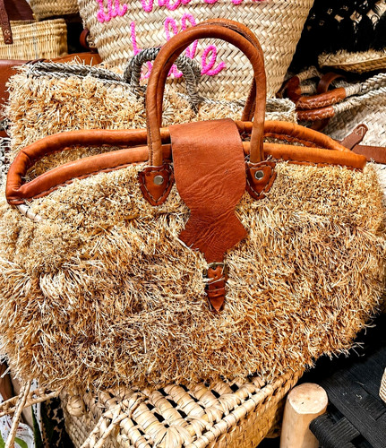 Handmade moroccan raffia tote - moroccan,