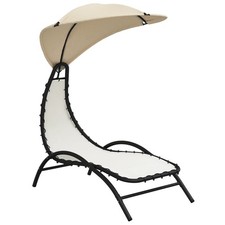 Sun Lounger Sun Bed Day Bed Sunlounger with Canopy Fabric and Steel vidaXL