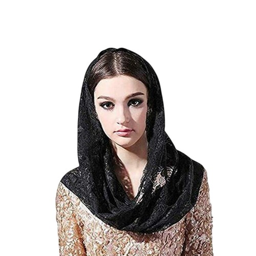 Head covering scarf black veil - head,